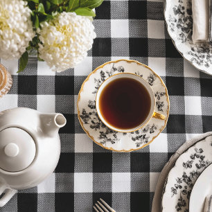 Classic White and Black Buffalo Plaid Fabric