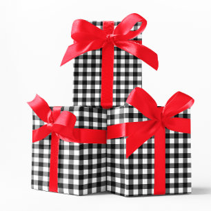 Classic White and Black Buffalo Plaid Wrapping Paper