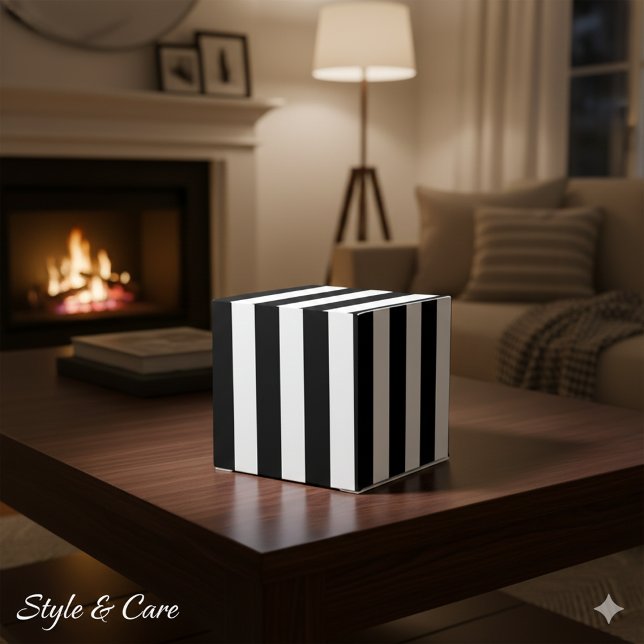 Classic White and Black Striped Classic 2x2x2 Favour Box (Classic White and Black Striped Classic 2x2x2 Favor Boxes)