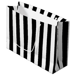 Classic White and Black Striped Large Gift Bag
