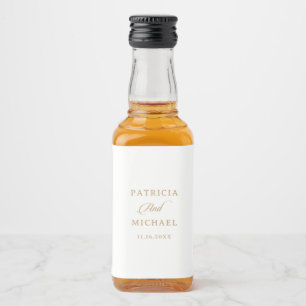 Classic White and Gold Calligraphy Wedding Liquor Bottle Label