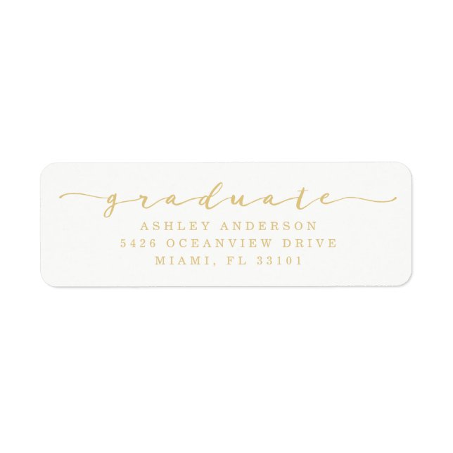 Classic White and Gold Graduation Address Labels (Front)