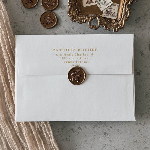Classic White and Gold Minimal Wedding Return Envelope