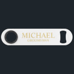Classic White and Gold Personalised Groomsman<br><div class="desc">Classic White and Gold Personalised Groomsman Gifts featuring personalised groomsman's name and title in gold classic serif font style. Also perfect for Best Man, Father of the Bride and more. Please Note: The foil details are simulated in the artwork. No actual foil will be used in the making of this...</div>