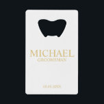 Classic White and Gold Personalised Groomsman<br><div class="desc">Classic White and Gold Personalised Groomsman Gifts featuring personalised groomsman's name, title and wedding date in gold classic serif font style. Also perfect for Best Man, Father of the Bride and more. Please Note: The foil details are simulated in the artwork. No actual foil will be used in the making...</div>