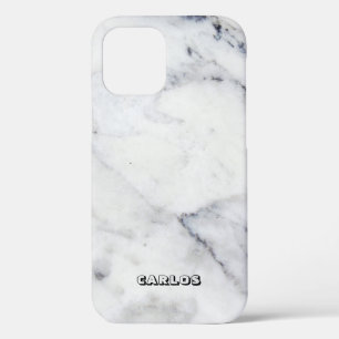 Classic white and grey faux marble background iPhone 12 pro case