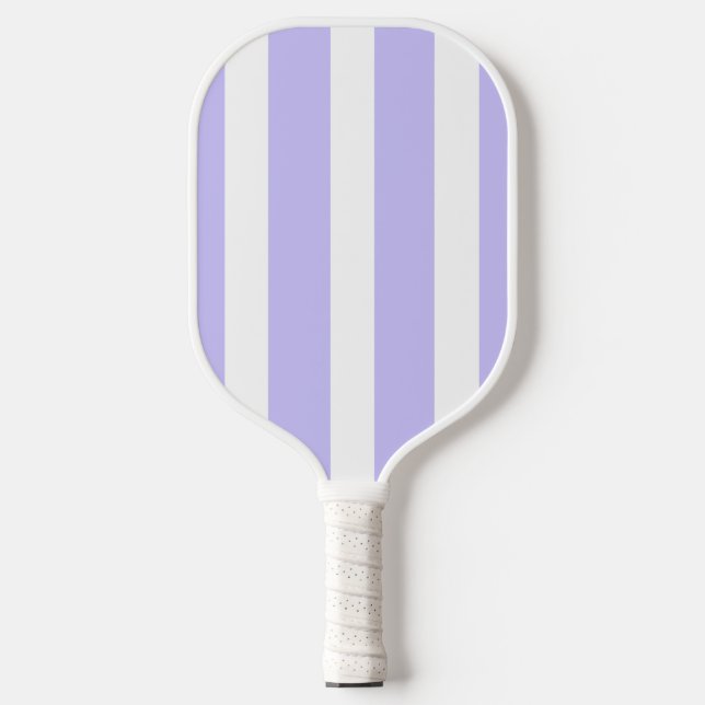 Classic White and Lavender Stripes Pickleball Paddle (Front)