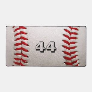 Classic White Baseball with Custom Jersey Number Desk Mat