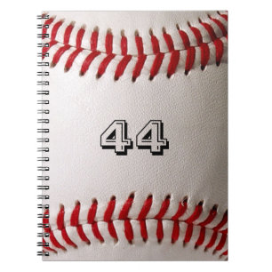 Classic White Baseball with Custom Jersey Number Notebook