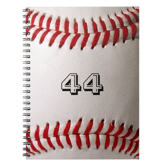 Classic White Baseball with Custom Jersey Number Notebook (Front)