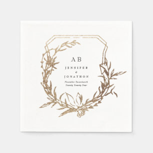 classic white black gold florals wedding napkin