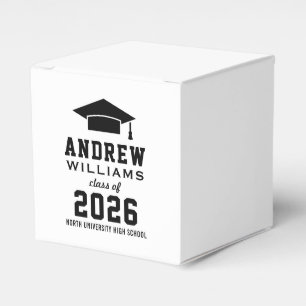 Classic White Black Photo Graduation Party Favour Box