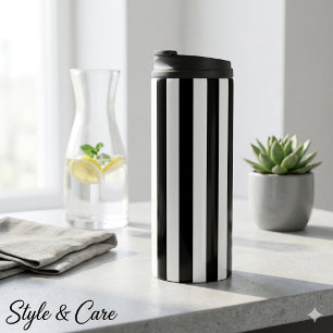 Classic White Black Stripe Modern Thermal Tumbler