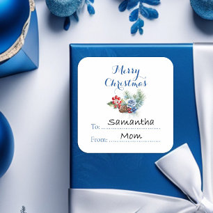 Classic White Christmas Decoration Square Sticker