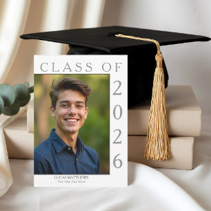 Classic White Class of 2026 Graduate Custom Photo Invitation