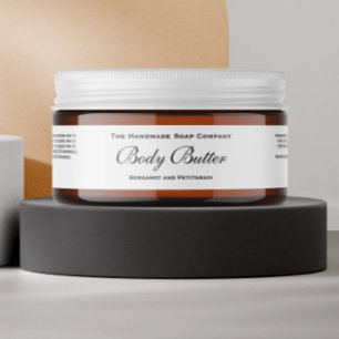 Classic White Cosmetics Body Butter Jar Label