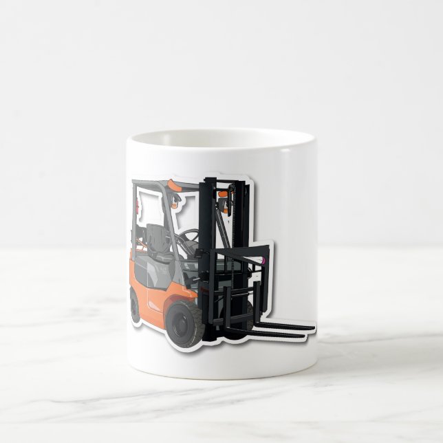 Classic white cup with forklift design (Center)