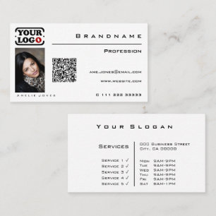 Classic White Custom Photo Logo Professional Business Card