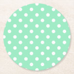 Classic White Dots Elegant Blank Mint Green Round Paper Coaster<br><div class="desc">Classic White Dots Elegant Blank Mint Green Vintage Template Round Paper Coaster.</div>