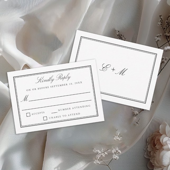 Classic White Elegant Formal Wedding RSVP Card (Creator Uploaded)