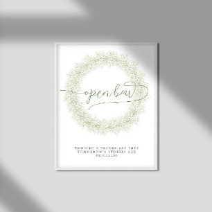 Classic White Flowers Bridal Shower Open Bar Poster