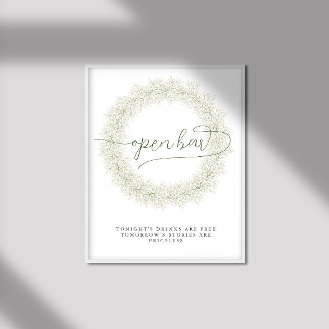 Classic White Flowers Bridal Shower Open Bar Poster (Creator Uploaded)