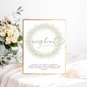 Classic White Flowers Bridal Shower Ring Hunt Poster