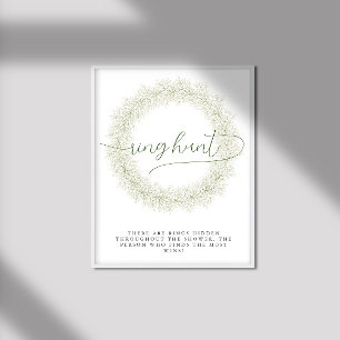 Classic White Flowers Bridal Shower Ring Hunt Poster