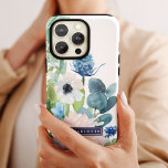 Classic White Flowers Custom Name Case-Mate iPhone Case<br><div class="desc">This classic white flowers custom name phone case is the perfect gift for her. The elegant floral design features soft ivory and anemones and peonies with touches of periwinkle blue watercolor flowers and green foliage. Personalise the case with her first or last name.</div>