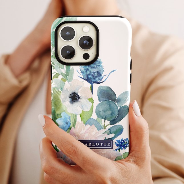 Classic White Flowers Custom Name Case-Mate iPhone Case (Creator Uploaded)