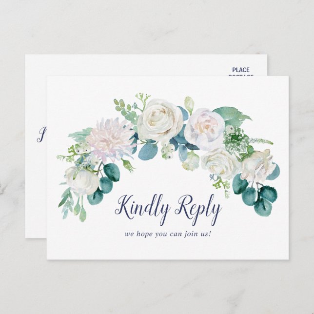 Classic White Flowers Song Request RSVP Postcard (Front/Back)