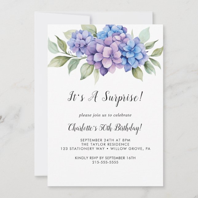 Classic White Flowers Surprise Party Invitation (Front)