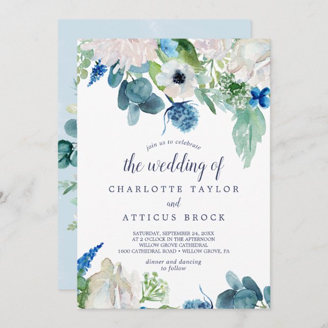 Classic White Flowers The Wedding Of Invitation (Front/Back)