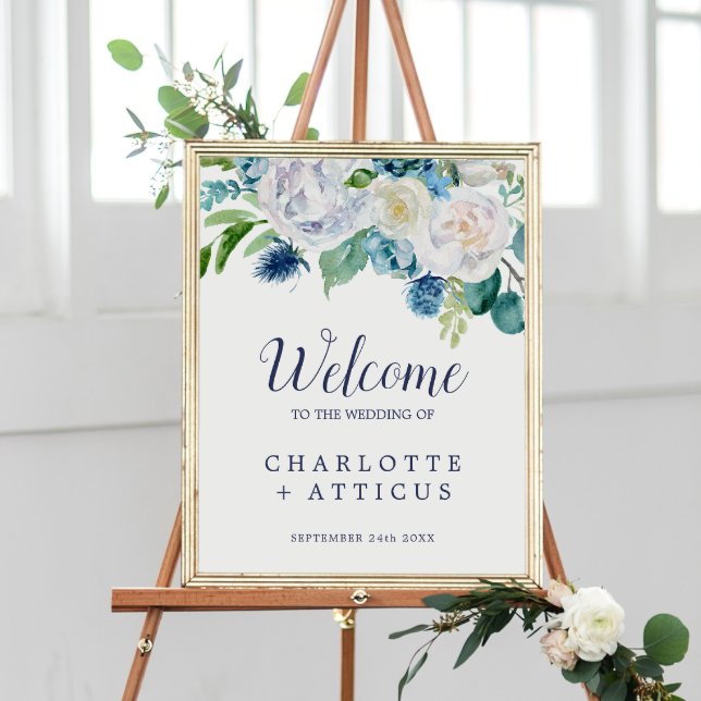 Classic White Flowers Welcome Wedding Poster (Creator Uploaded)