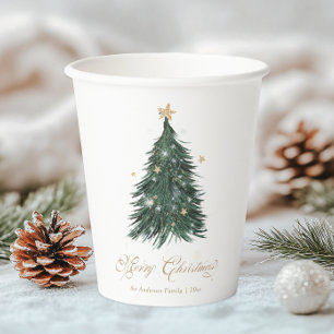 Classic White Gold Christmas Paper Cups