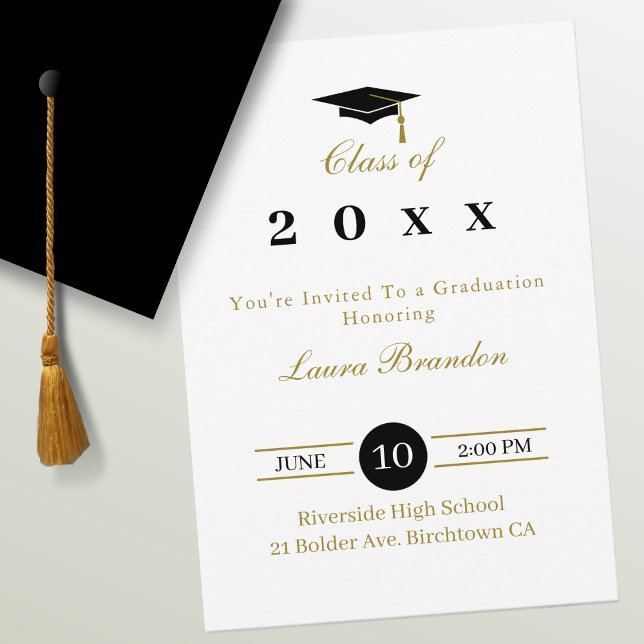 Classic White Graduation Invitation (Creator Uploaded)