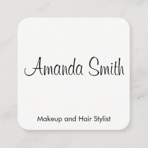 Classic White Grey   Minimal Square Business Card