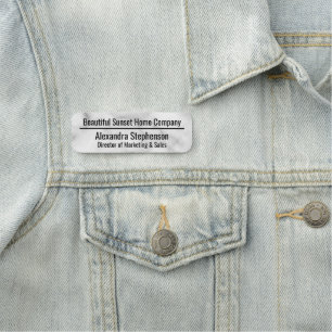 Classic White Marble Custom Personalized Business Name Tag