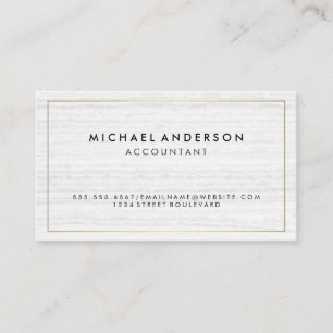 Classic White Marble Gold Border Variation Business Card