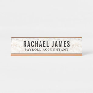 Classic White Marble Modern Office Employee Desk Name Plate