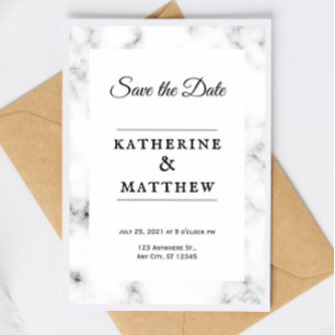 Classic White Marble Wedding Invitation