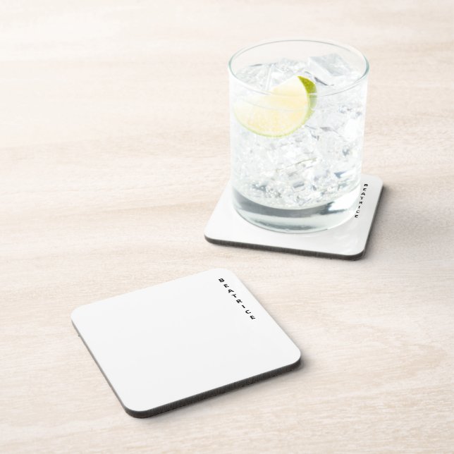 Classic White Minimal Black Bold Vertical Name Coaster (Right Side)
