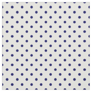 Classic White Navy Blue Spot Polka Dot Pattern Fabric