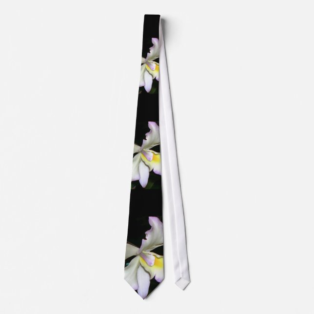 Classic White Orchid Wedding Tie (Front)