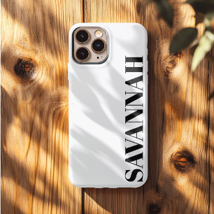 Classic white personalized name simple iPhone 13 pro max case