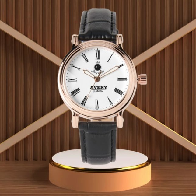Classic White Personalized Roman Numerals Custom  Watch (Creator Uploaded)