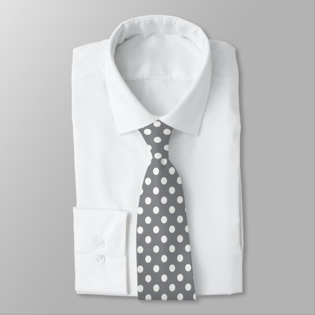 Classic white polka dot neck tie (Tied)