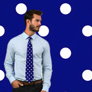 Classic White Polka Dot Pattern on Navy Tie