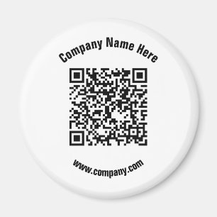 Classic White Promotional Business Name QR Code Magnet