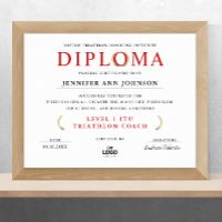 Classic White Red Graduate Diploma Award Digita
